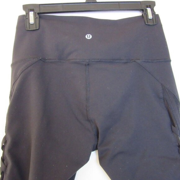 Lululemon Leggings Black Braided Mesh Gym Athletic Comfy 7/8 Length Women's 8 - Picture 5 of 7